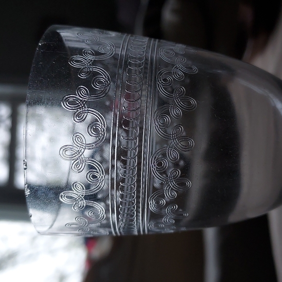 Crystal wine glasses etched scroll art deco art nouveau mcm retro - Picture 4 of 14